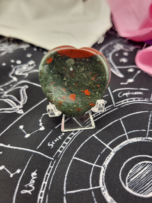 African Bloodstone Worry stone Heart
