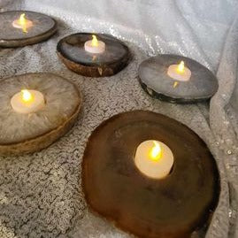 Agate Slice Candle Holders