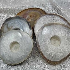 Agate Slice Candle Holders