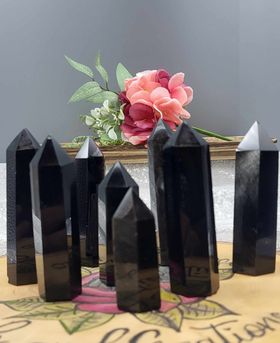 Silver Sheen Obsidian Mini Towers