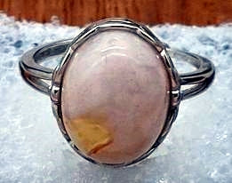 Flower Agate Adjustable Ring