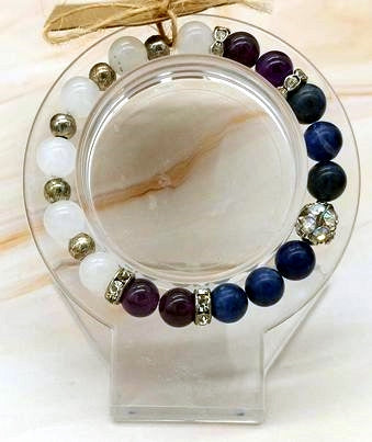 Amethyst, Clear Quartz, Sodalite 8mm Bead  Bracelet  size 6