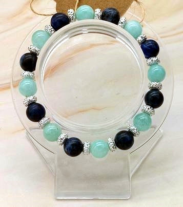 Sodalite, Amazonite 8mm Bead  Bracelet  6 1/4