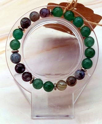 Moss Agate/Green Aventurine  8mm Bead  Bracelet  Size 6