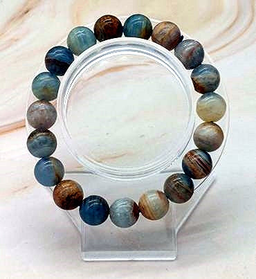 Aquatine Lumerian Calcite 11mm Bead  Bracelet 6 3/4