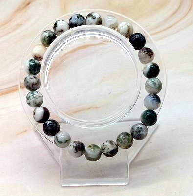 Tree Agate 8mm Bead  Bracelet  6 3/4