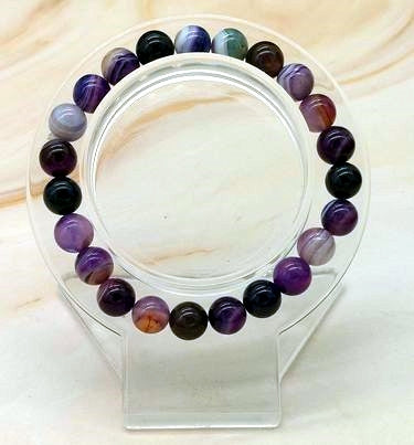 Dyed Agate Purple 8mm Bead  Bracelet  6 1/4