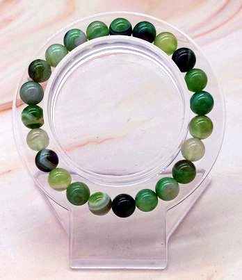 Dyed Agate Green 8mm Bead  Bracelet 6 1/4