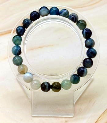 Dyed Agate Blue 8mm Bead  Bracelet  6 1/4