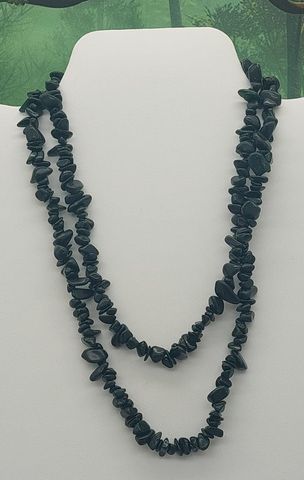 Green Goldstone Chip Necklace 34-36"