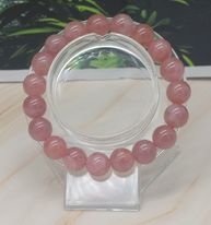 Lavender Rose Quartz 11mm	Bead Bracelet  Size 6 1/2