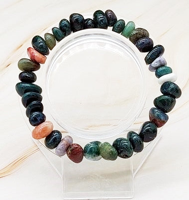 Moss Agate Nugget Bracelet Size 6 1/4