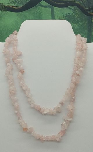 Rose Quartz Chip Necklace 34-36"