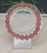 Strawberry Quartz  8mm	Bead Bracelet  Size 6 1/4